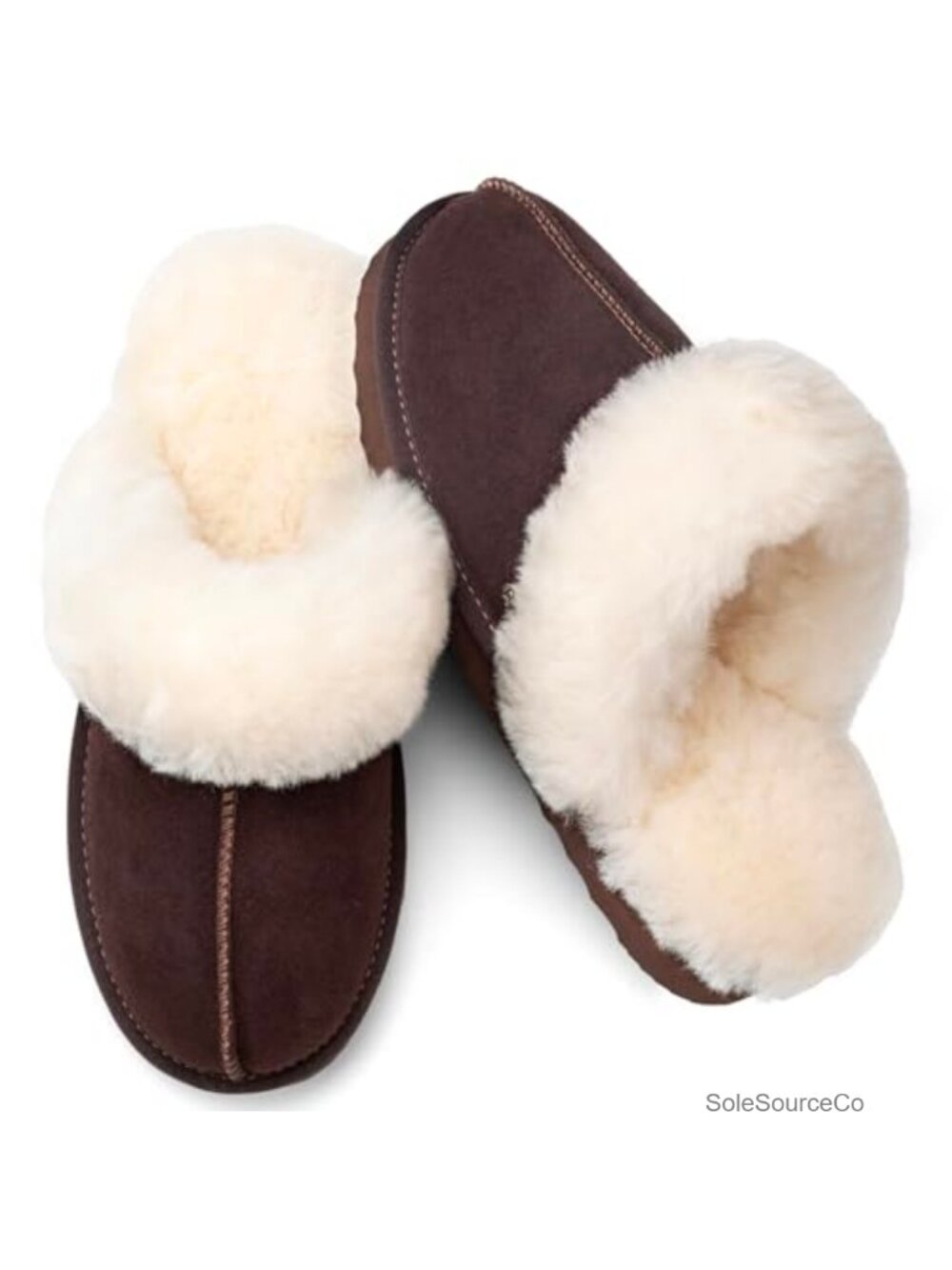 Women's Shearling Slippers Genuine Leather with Rubber Sole Sheepskin Fuzzy